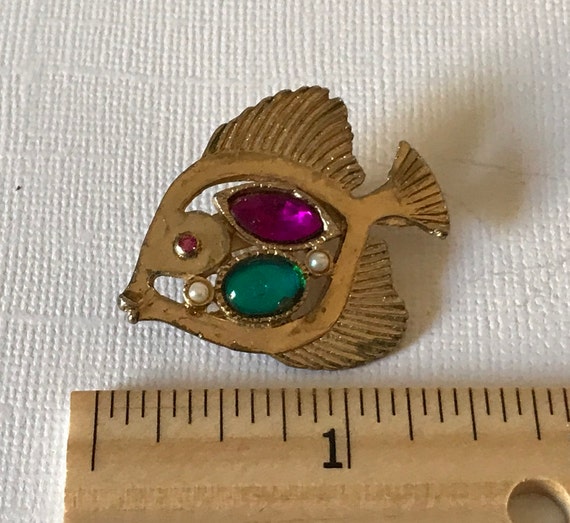 VIntage rhinestone fish brooch,  fish jewelry, pi… - image 4