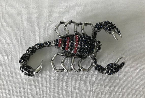 Large rhinestone scorpion brooch, Scorpio birth s… - image 2