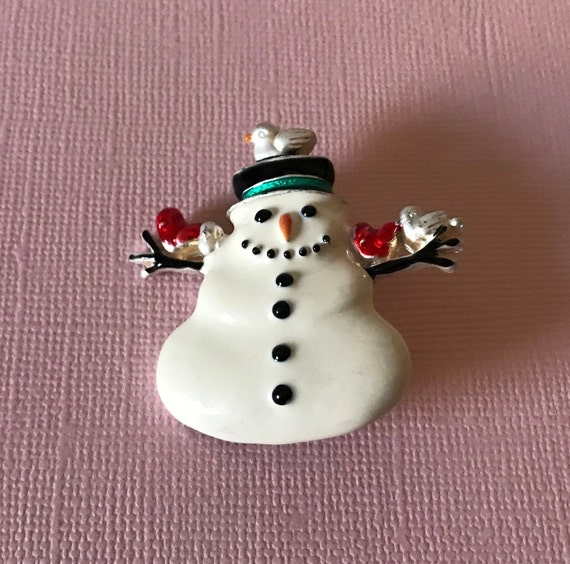 Vintage snowman Christmas pin, Christmas brooch, … - image 6