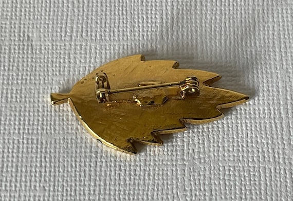 Vintage leaf brooch, vintage gold leaf pin, leaf … - image 5