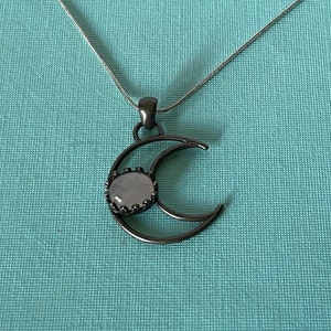 Halbmond Halskette, Rosenquarz Halbmond Anhänger, 18 &quot;Halskette, Silber Mond Halskette, Mond Schmuck, rosa Mondsichel Anhänger