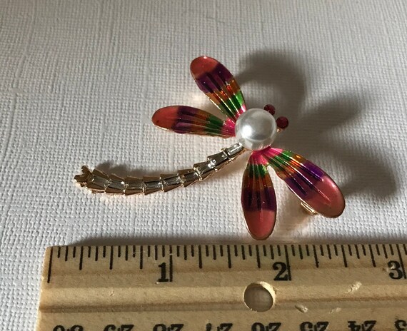 Rhinestone dragonfly brooch, pink dragonfly pin, purple dragonfly brooch, orange dragonfly pin, green dragonfly pin, dragonfly jewelry pin View 4