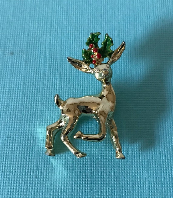 Vintage signed Gerry's reindeer brooch, Christmas 