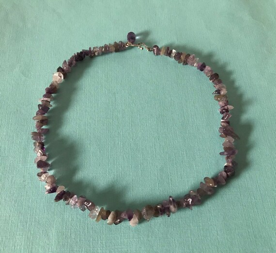 Vintage amethyst rock necklace, 18 inch necklace,… - image 3