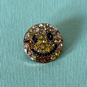 Smiley face brooch, rhinestone smiley face pin, 70&#39;s, hippie jewelry, boho brooch, hippie pin, boho jewelry, smile brooch, rhinestone smile
