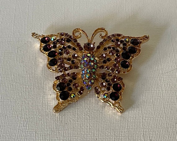 Large butterfly brooch, rhinestone butterfly pin,… - image 8