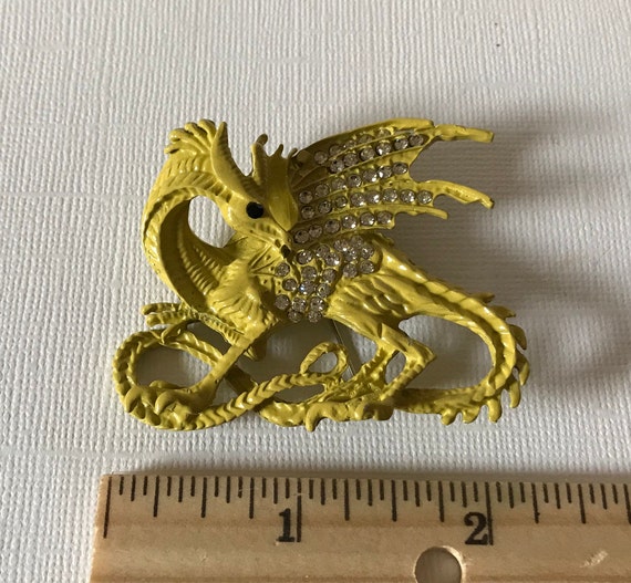 rhinestone dragon brooch, rhinestone dragon pin, … - image 5