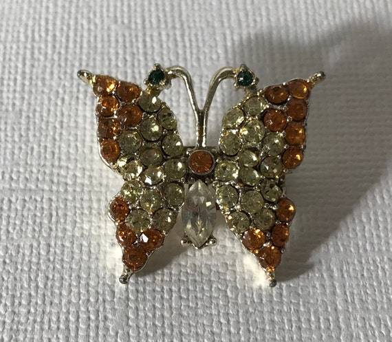 Vintage rhinestone butterfly pin, butterflies, rh… - image 3