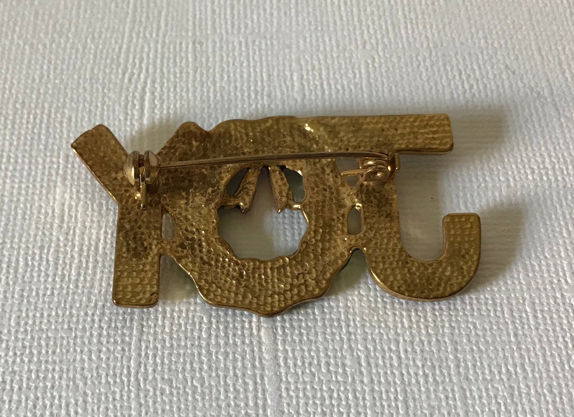 Vintage Joy brooch wreath brooch Christmas brooch Joy pin Etsy