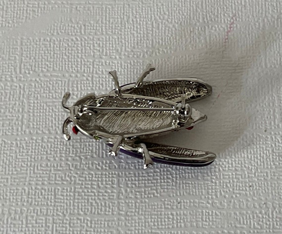 Purple roach brooch, rhinestone roach pin, beetle brooch, fly brooch, scarab pin, locust brooch, insect jewelry, roach pin, rhinestone bug View 6