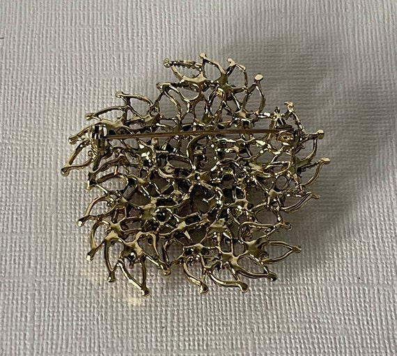 Vintage flower brooch, rhinestone flower pin, Chr… - image 6