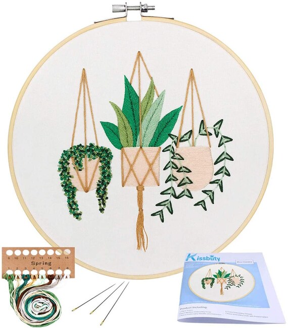 Full Range of Embroidery Starter Kit With Pattern Stamped Embroidery Kit  Including Embroidery Cloth With Pattern, Bamboo Embroidery Hoop -   Norway