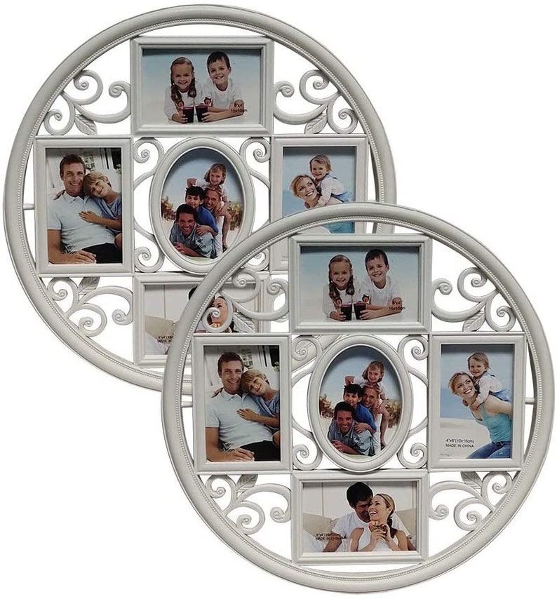 2Pack of 4x6 Wall Photo Collage Frames Round Circular Circle Etsy
