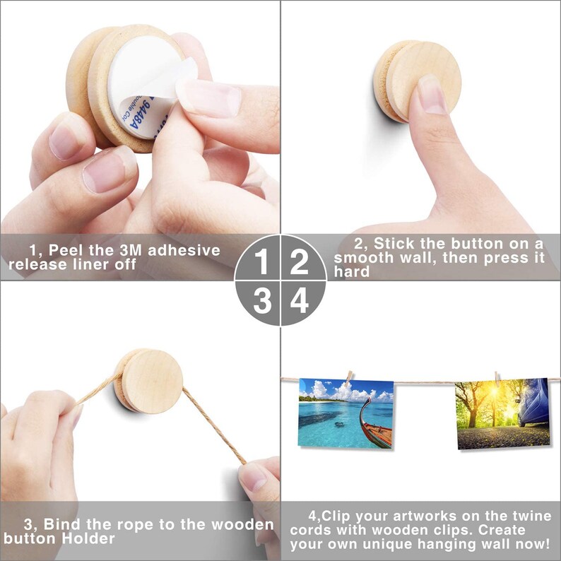 Hanging Photo Display Picture Frames Collage with 30 Clips Etsy