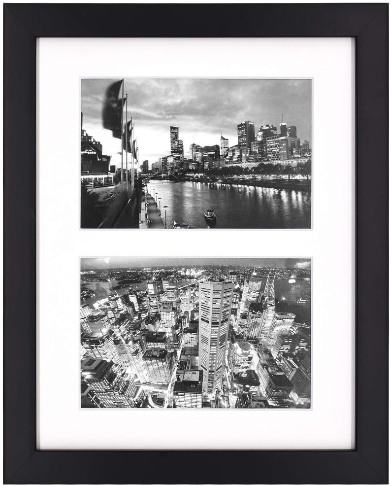 8x10 Photo Wood Collage Frame With Real Glass and White Mat Etsy