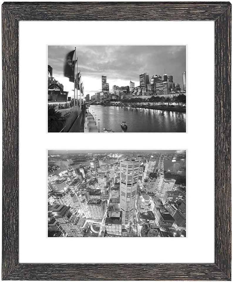 8x10 Photo Wood Collage Frame With Real Glass and White Mat Etsy