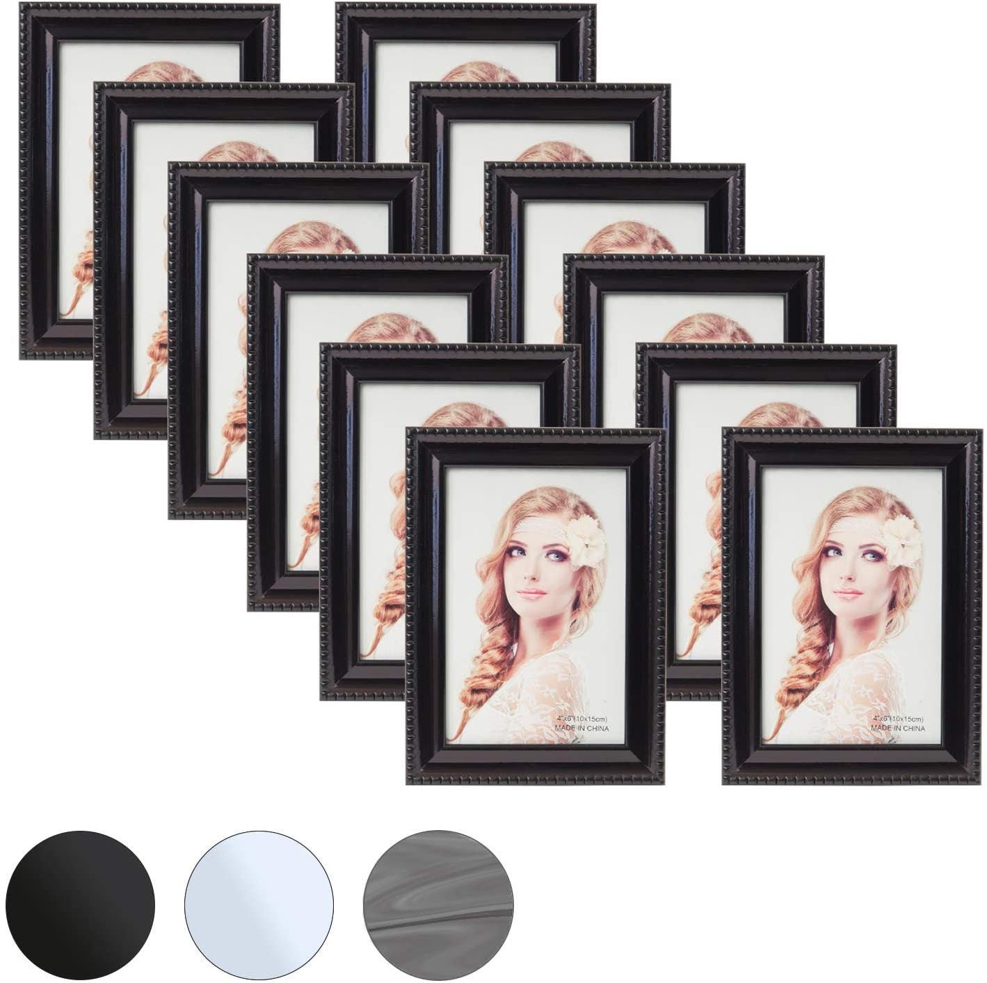 12 Pack 4x6 Picture Frames, Horizontal or Vertical Photo Frame for Wall or  Tabletop Display, Grey 
