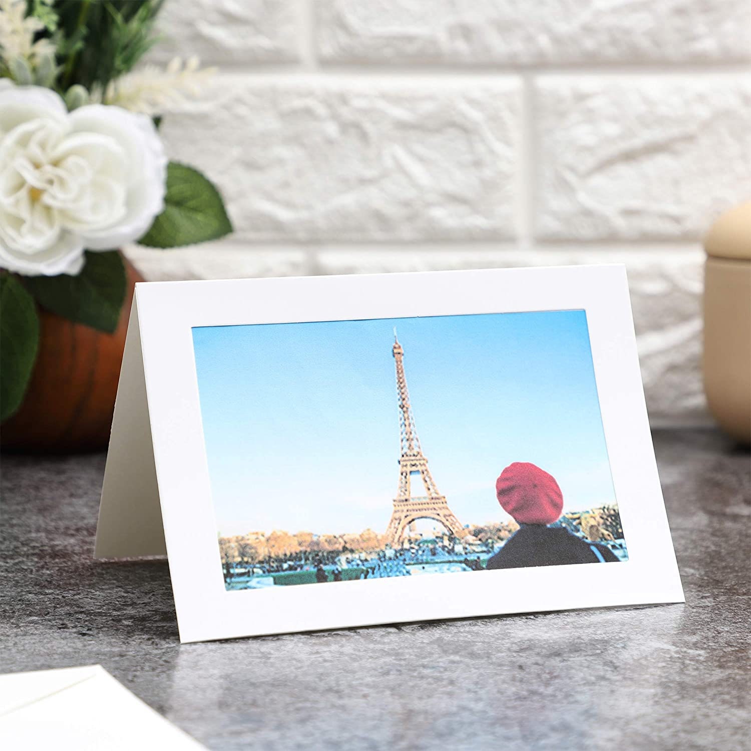 Picture Frame Note Cards for 4x6 Photo Inserts With Envelopes white, 48