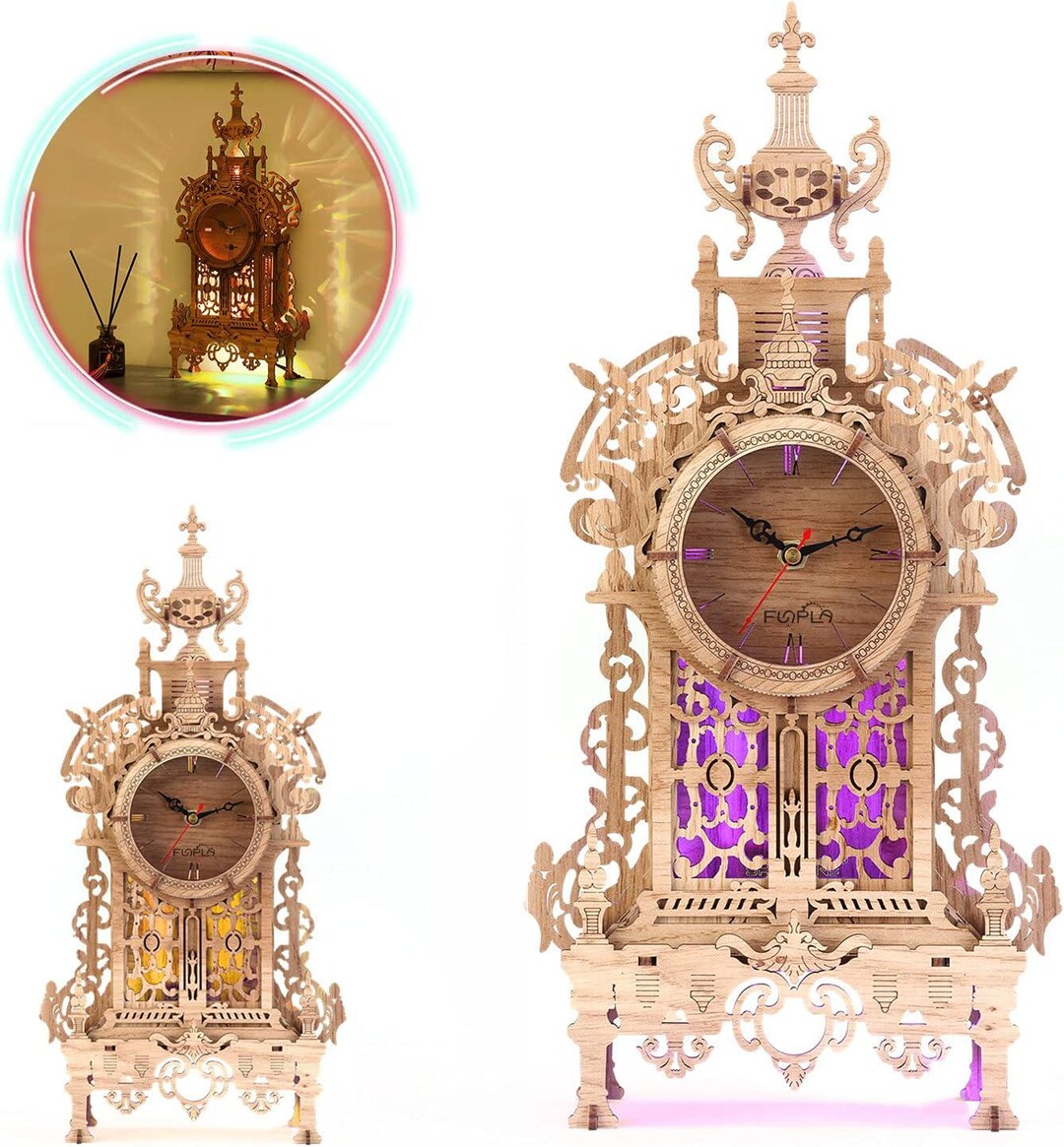 3D Wooden Puzzle Clock Model Kits for Adults- Tower Desk Clock - Etsy