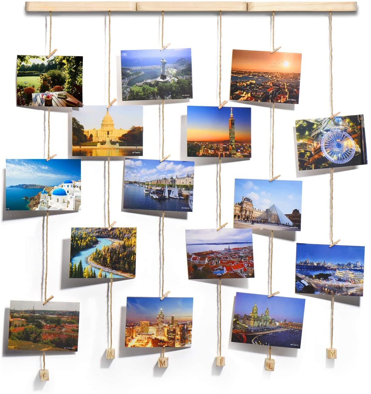 Details about   Wood Picture Photo Frame Wall Decor Clips Twines Collage Artwork Hanging Display 