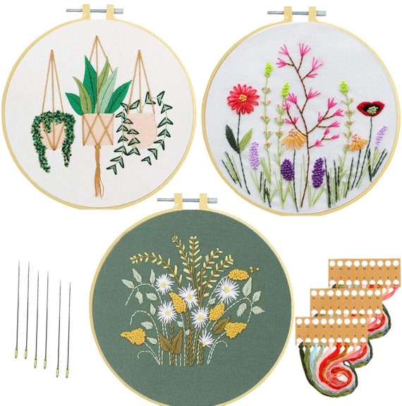 Embroidery Kit for Beginners Cross Stitch Kit, 3 Pack Adults