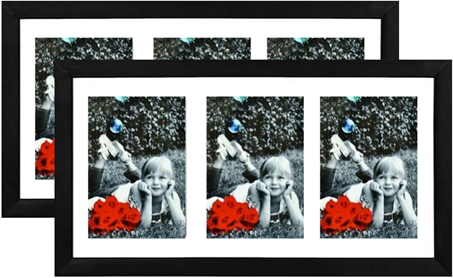 Collage Picture Frames Displays Three 4x6 Photos. High Definition Glass