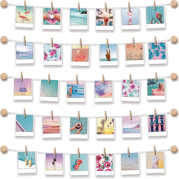 Photo Display Instant Wall Hanging String With Clips 3M Self