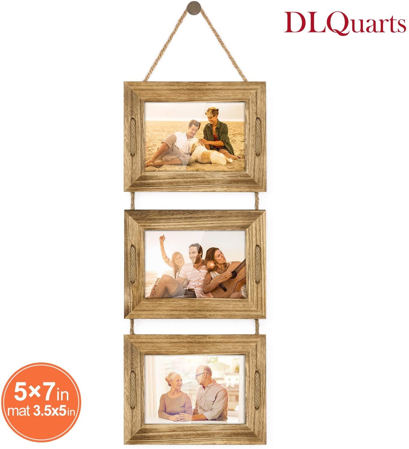 5X7 Picture Frames Set of 6, Rustic Picture Frame 4X6 with Mat or 5X7  without Ma
