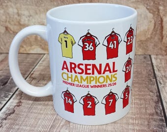 Arsenal Champions Mug 2025/26: Football Fan Gift