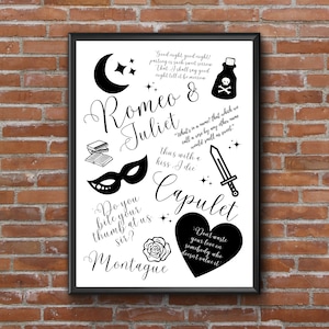 Lámina artística de Romeo y Julieta: Póster con cita de Shakespeare