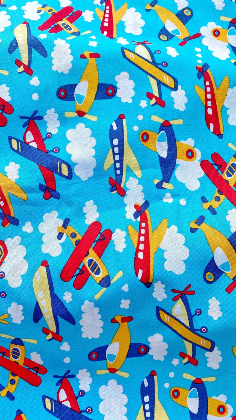 Airplanes cotton fabric by the yard. Fast shipping fabric. Etsy
