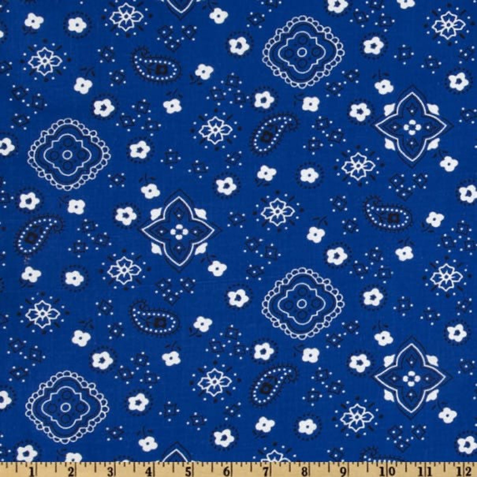 Blue classic Bandana ... Blue bandana poly cotton fabric. | Etsy