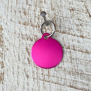 Tiny size Pink Circle personalized Engraved small Dog or Cat Tag. Pet ID Tags Pink Circle, Custom Small little for puppy or small dog