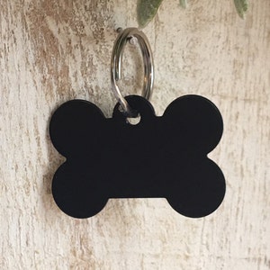 Black Bling personalized Engraved Dog or Cat Tag. Pet ID Tags. Black Bone, Custom