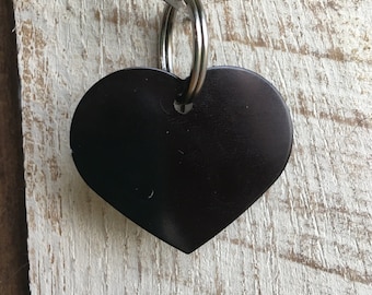 Black Bling personalized Engraved Dog or Cat Tag. Pet ID Tags. Black Heart, Custom