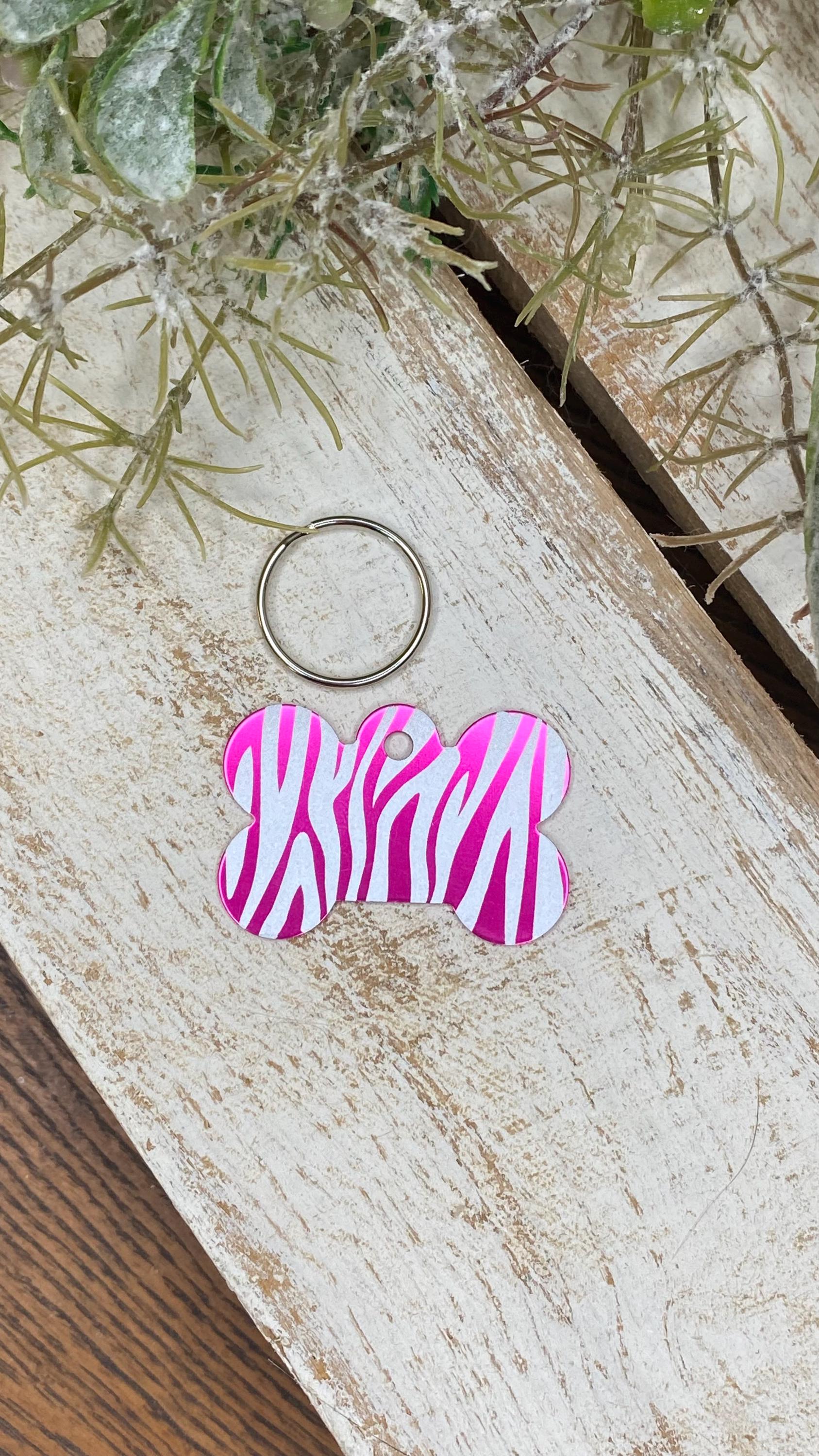 Pink Zebra Rhinestone Logo Pink Zebra Bling Personalized Engraved Dog or Cat Tag. Pet ID Tags ...