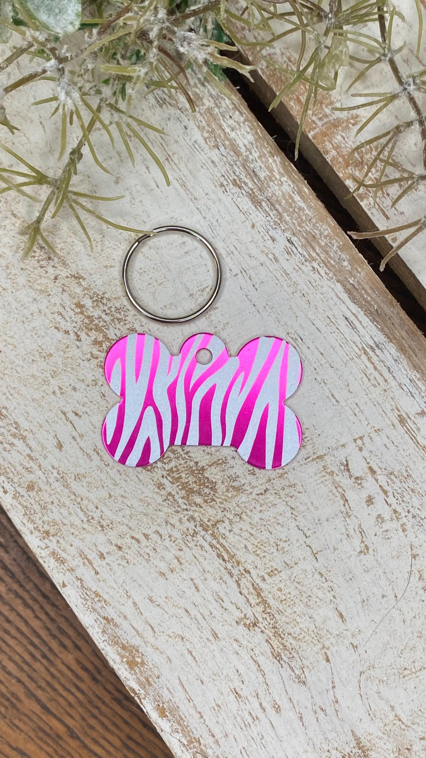 Pink Zebra Rhinestone Logo Pink Zebra Bling Personalized Engraved Dog or Cat Tag. Pet ID Tags ...