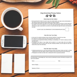 Dog Grooming Privacy Notice A4 - Instant Download