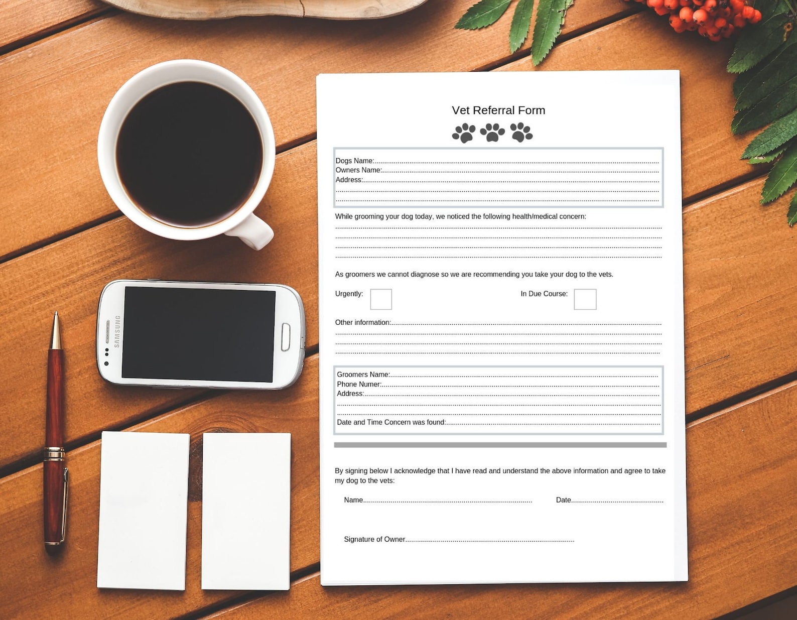 Dog Grooming Vet Referral Form A4 Instant Download Etsy