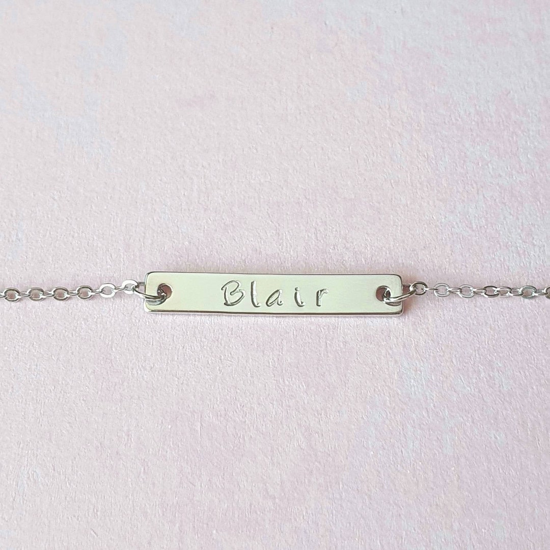 Silver Name Bar Necklace for Women Custom Name or Date or Etsy Australia