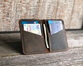 Personalized Leather Wallet, Minimalist Wallet, Leather Bifold Wallet, Distressed Leather Slim Bifold Wallet, Fathers Day Gift
