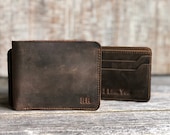 Slim Leather Wallet, DATE NIGHT, Personalized Bifold Wallet, Handmade Wallet for Men, Mens birthday gift, Monogram Mens wallet