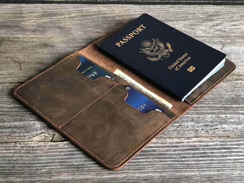 Leather Passport Wallet, Personalized Travel Wallet, passport case, leather passport holder, Honeymoon gift image 7