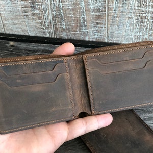 Slim Leather Wallet, DATE NIGHT, Personalized Bifold Wallet, Handmade Wallet for Men, Mens birthday gift, Monogram Mens wallet image 7