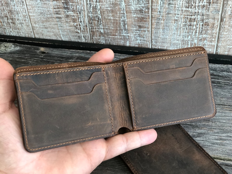 Cartera de cuero fina, para una cita nocturna, personalizada, hecha a mano, regalo de cumpleaños, con monograma. imagen 7