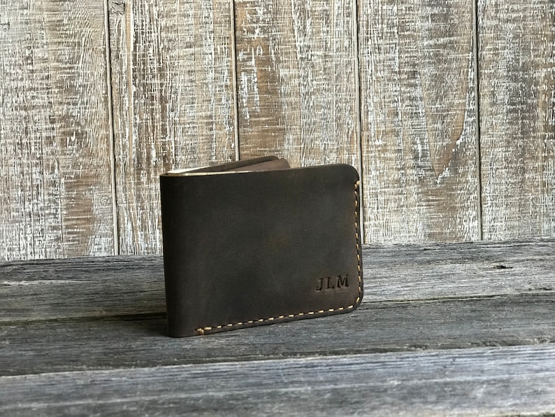 Mens Wallet with Coin Pocket, Mens coin wallet, Personalized Bifold Wallet, Monogram Mens wallet, Gift for him image 9