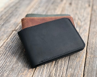 Portefeuille à deux volets classique, portefeuille en cuir pour homme, portefeuille en cuir, portefeuille à monogramme, portefeuille personnalisé, portefeuille cadeau
