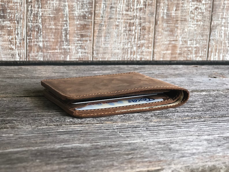 Cartera de cuero fina, para una cita nocturna, personalizada, hecha a mano, regalo de cumpleaños, con monograma. imagen 5