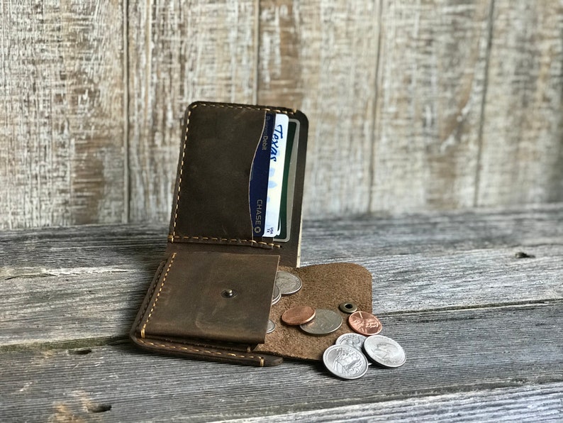 Mens Wallet with Coin Pocket, Mens coin wallet, Personalized Bifold Wallet, Monogram Mens wallet, Gift for him image 10