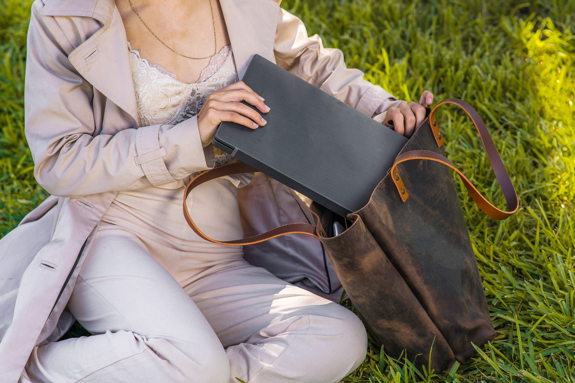 Christmas Sale Women's Leather Tote Bag, Leather MacBook
